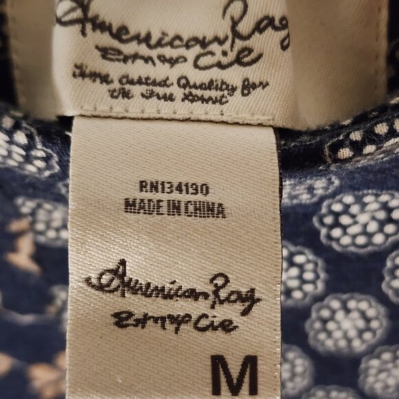 American Rag Maxi Skirt Women’s M – Boho Patchwork Floral Print Navy Blue - Picture 4 of 7